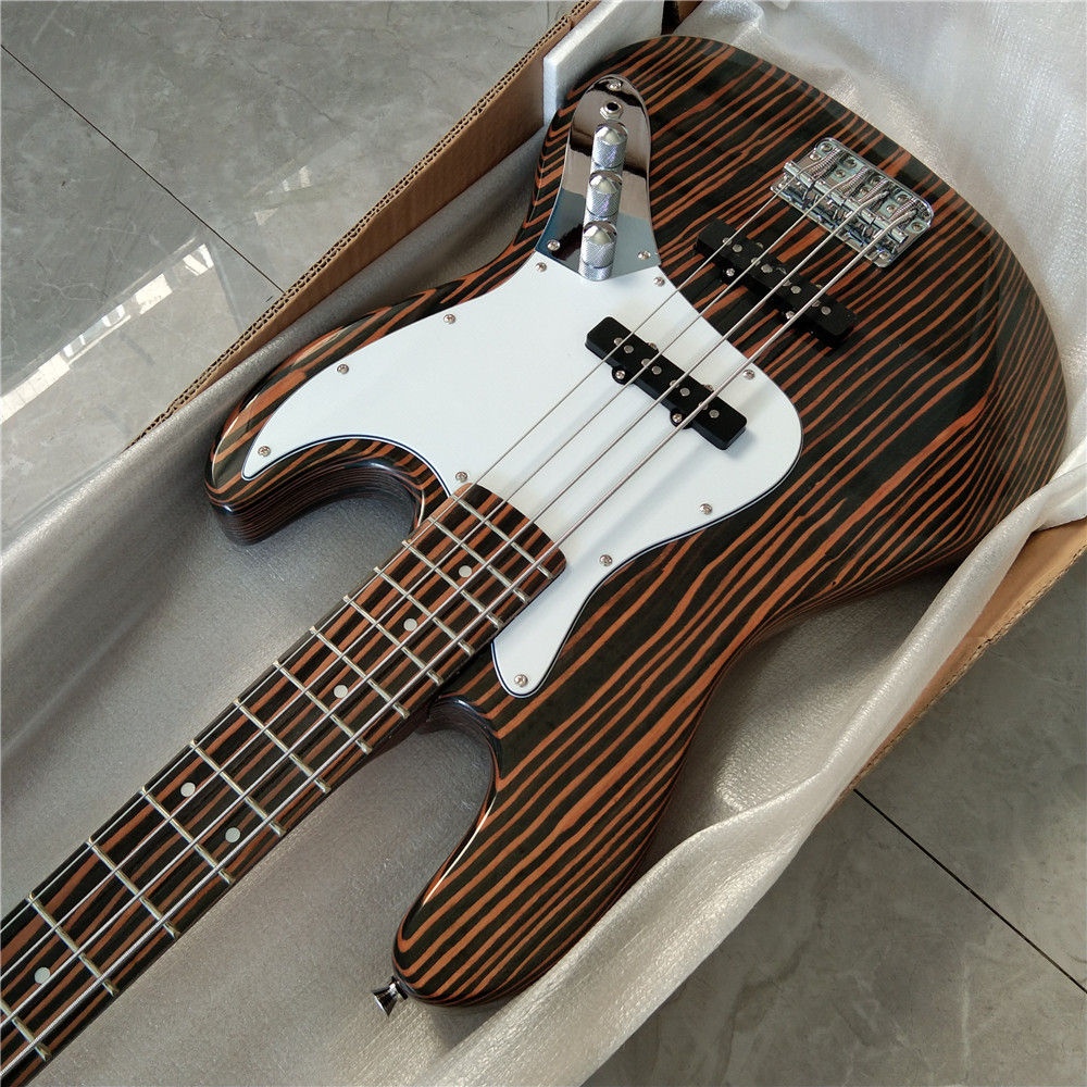 Zebra Wood Body 4 Strings Electric Bass Guitar,Zebra Wood Neck SD472 Bass Guitars