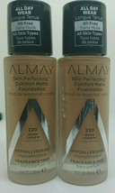 Lot of 2 Almay skin perfecting comfort matte foundation 220 warm cashew - $14.80