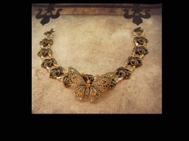 Stunning art nouveau czech butterfly brooch - Butterfly choker necklace ... - $215.00
