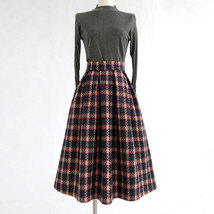 RED PLAID Women Midi Skirt Autumn Classic Plus Size Flannel Long Plaid Skirts image 14