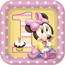 Disney Minnie Mouse 1st Birthday Lunch Plates 8 Per Package Party Supplies - $12.95