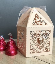 100pcs Pearl Incarnadine Wedding Favor Boxes with ribbon,customized candy boxes - $34.00