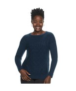 Croft &amp; Barrow Navy Blue Cable-Knit Soft Chenille Sweater - Medium M - $44.95