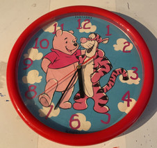 Vtg Fantasma Winnie The Pooh & Tigger Red Disney 10" Quartz Wall Clock WORKS - $19.24