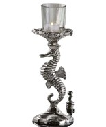 Seahorse Tealight Holder 14&quot; High Nickel Plated Aluminum with Glass Cup ... - $35.63
