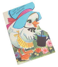 Vintage Happy Birthday To Mommy Greeting Card Die Cut Duck Garden Scene - $5.95