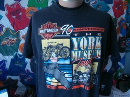 Vintage 90&#39;s Harley Davidson Motorcycle 1993 York Museum T Shirt XL  - $35.14