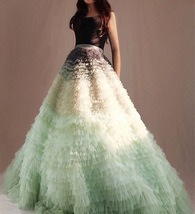 Sage Green Tiered Maxi Tulle Skirt Wedding Bridal Skirt Outfit Evening Skirts image 1