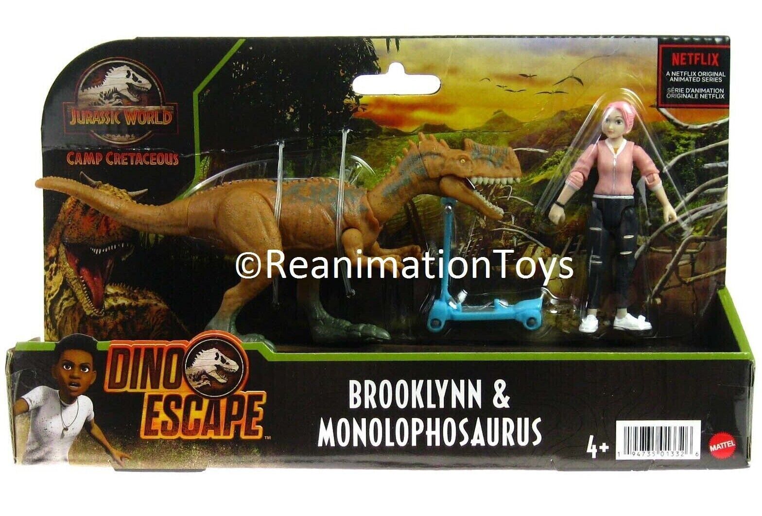 Jurassic World Park Camp Cretaceous Brooklynn And Monolophosaurus Dinosaur In Hand Action Figures