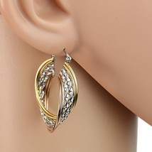 Tricolor Silver, Gold & Rose Tone Hoop Earrings- United Elegance - $26.99