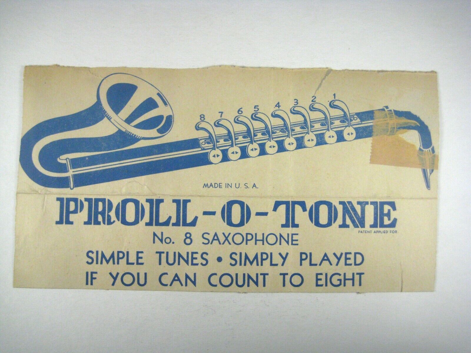 Cardboard Clipping from Saxophone Box Prollotone 1949 Vintage