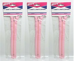 LOT OF 3 Allary Style #4862 Skirt & Pants Zippers, 7 Inch, PINK - $7.88