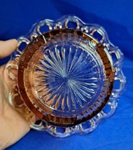 Anchor Hocking Lace Edge Open Lace Ribbed Pink Depression Glass Bowl Old... - $23.36