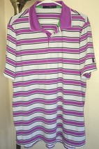 Mens Ralph Lauren RLX Stretchy Golf Polo Striped Purple/Navy/White Sz XL... - $57.41