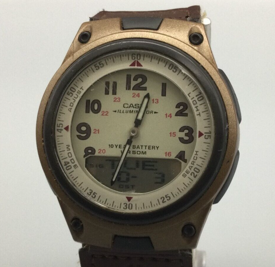 Casio Telememo 30 Watch Men Black Gold 3 Alarms 50M World Time New