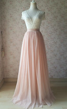 Blush Pink Full Long Tulle Skirt Plus Size Blush Wedding Tulle Skirt Bridesmaid image 1