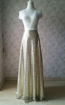 Gold Sequined Maxi Skirt High Waist Full Sequin Bridesmaid Maxi Skirt Plus Size