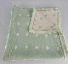 Baby Gap Vintage 2-ply Cotton Infant Knit Sweater Blanket Mint Green Cream Dots - $79.19