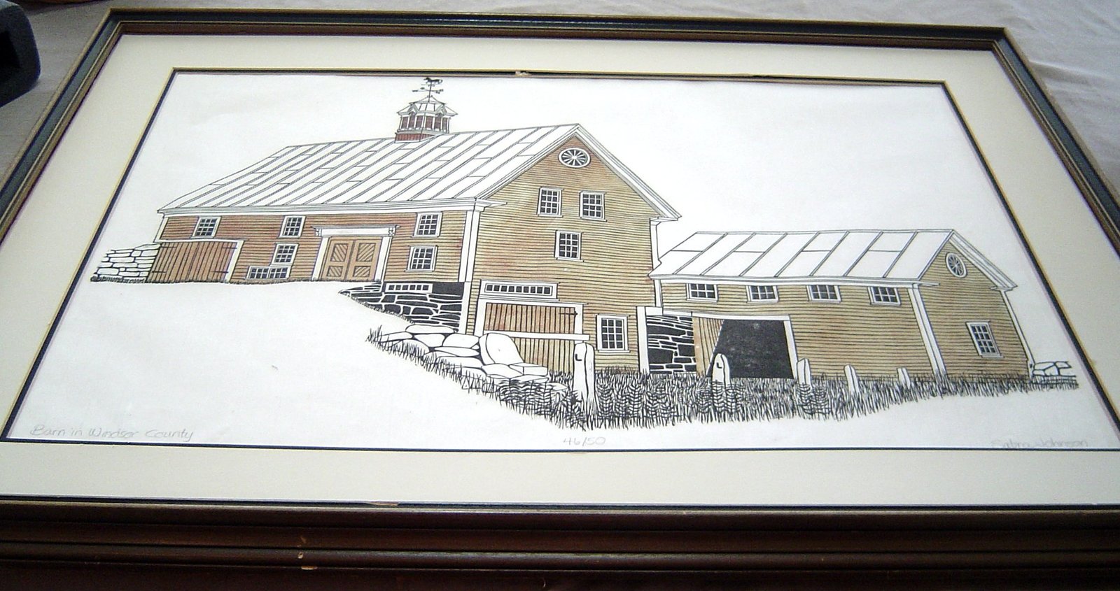 Primary image for  Sabra Johnson (Field) Print 'Barn in Windsor County" Signed, Numbered