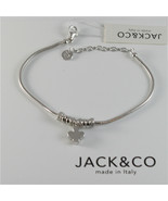 925 RHODIUM SILVER JACK&amp;CO BRACELET WITH SHINY FOUR LEAF CLOVER  MADE IN... - $53.90