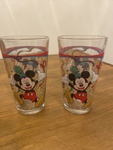 Two Mickie Mouse Party Glass by Gibson 5.75&quot;tall GLASS China Disney Walt... - $13.86