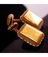 Victorian Engravable Cufflinks - 18kt gold - rare unusual set - gold bla... - $275.00