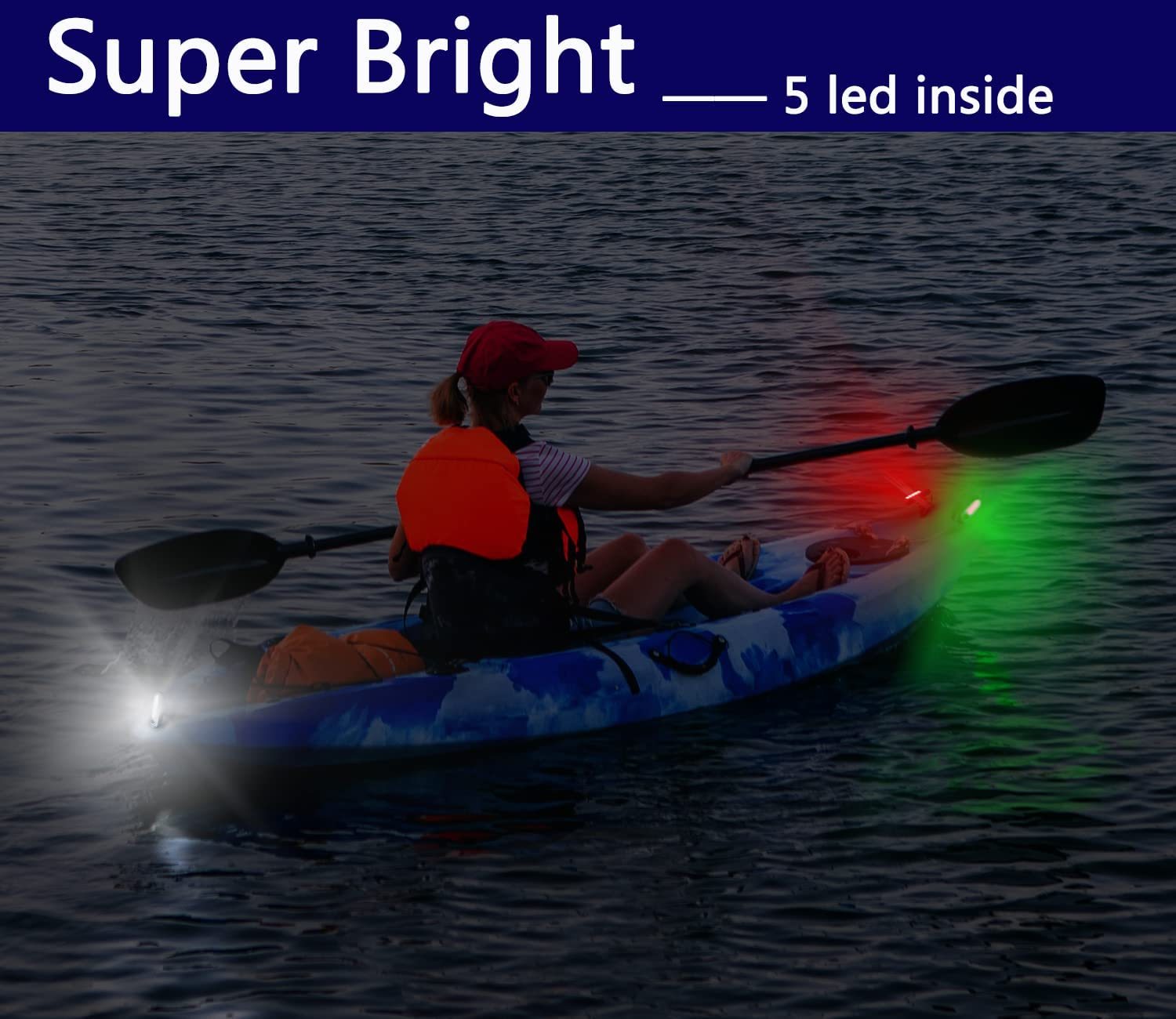 Amzonly Led Navigation Lights Kit For Boat Kayak, Stern Lights Battery