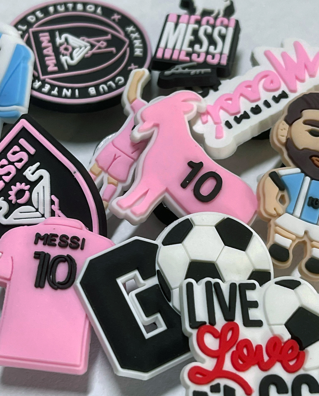 Bundle of Messi Croc Charms, Messi Jibbitz charms. Inspired by