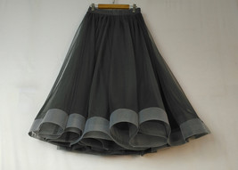 Black Ruffle Knee Length Tulle Skirt High Waisted Layered Ballerina Skirt Outfit image 6