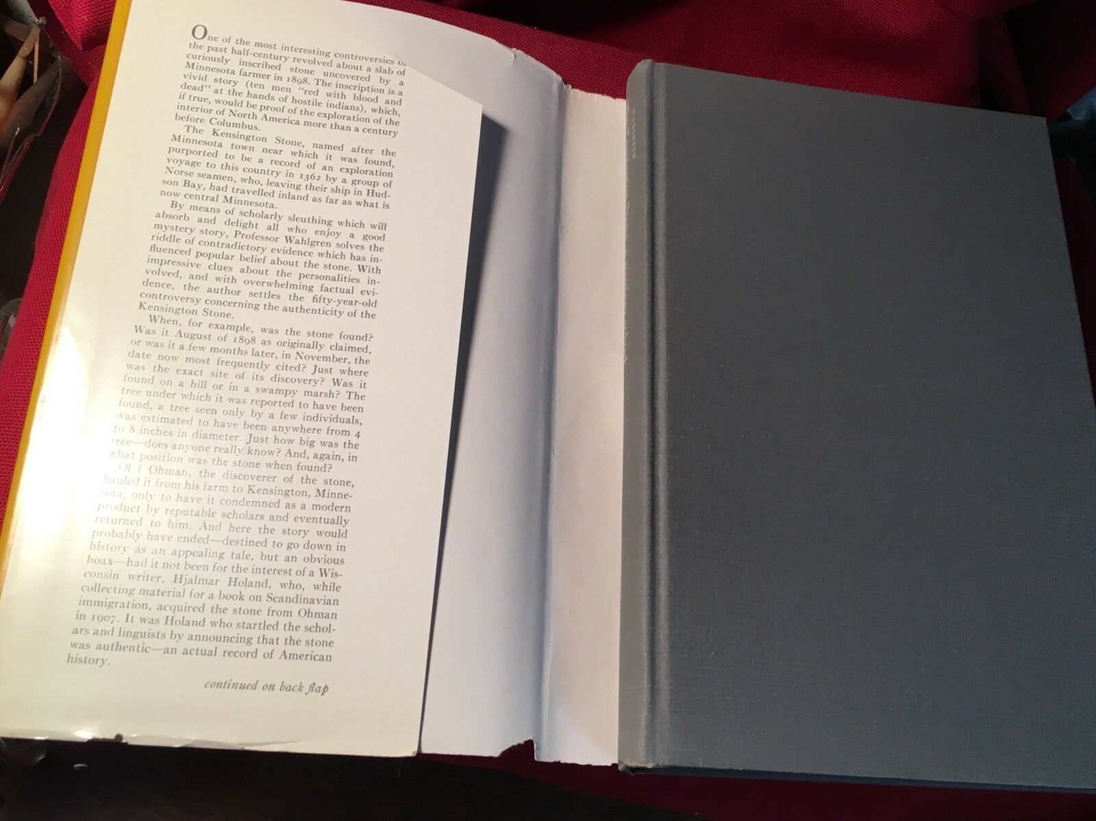 The Kensington Stone a mystery solved Eric Wahlgren, 1958 1st ed / DJ SIGNED Antiquarian