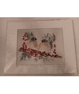Vincent Zocco Winter Bluebirds Limited Edition Matted Watercolor Print 4/50 - $59.99