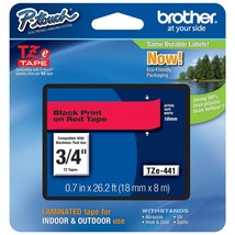 Genuine Brother 3/4" (18Mm) Black On Red Tze P-Touch Tape For Brother Pt-1890, P - $38.99