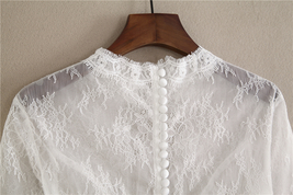 White 3/4 Sleeve Short Lace Tops Bridal Bridesmaid Shirt Boho wedding Plus Size image 7
