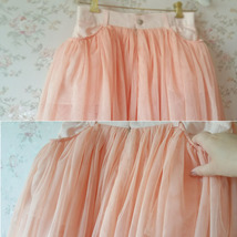 Peach Bachelorette Tulle Midi Skirt Pockets A Line Plus Size Party Tulle Skirt image 4