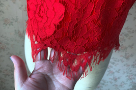 2022 Red Lace Crop Top Short Sleeve Plus Size Wedding Bridesmaid Red Crop Tops image 7