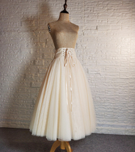 Ivory White Wide High Waisted Tulle Skirt Outfit Vintage Inspired Holiday Outfit image 3