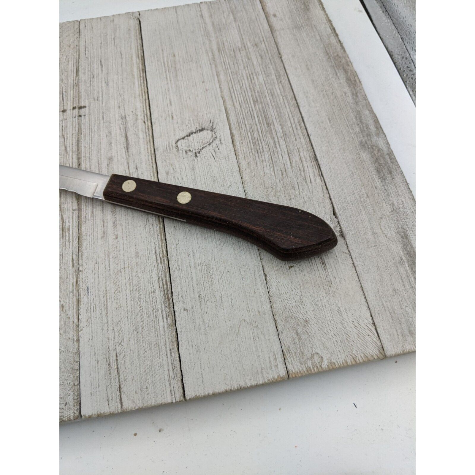 Vintage Vernco 13 3/4 Slicing Carving Knife Wood Handle 9 Blade