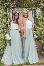 SAGE GREEN Long Maxi Tulle Skirt Full Length Sage Green Wedding Bridesmaid Skirt image 1