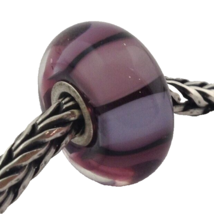 Authentic Trollbeads Murano Glass Purple Stripes Bead Charm, 61333 - $23.75