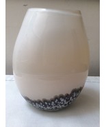 Murano Crystal Vase Handmade in Poland. Beige with Feather Like Colors B... - $30.00