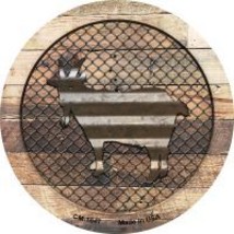 Corrugated Goat on Wood Novelty Metal Mini Circle Magnet CM-1047 - $12.95