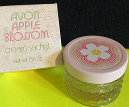 Avon Apple Blossom Cream Sachet Vanity Jar Original Box  Vintage -Trinket Box - $6.26