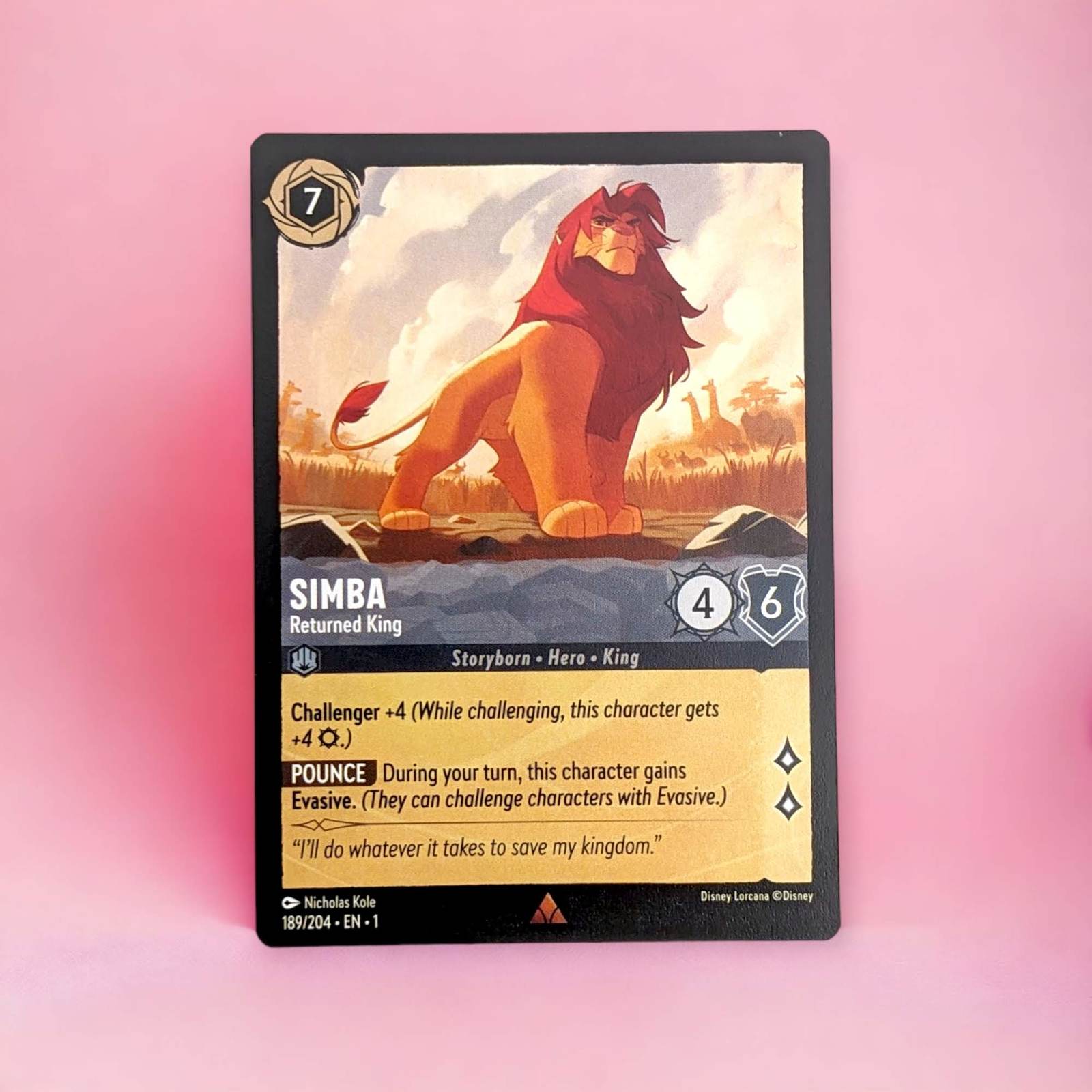 Lion King Disney Lorcana Card: Simba Returned King 189/204 - CCG ...