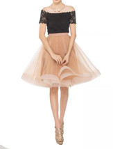 Black Ruffle Knee Length Tulle Skirt High Waisted Layered Ballerina Skirt Outfit image 3