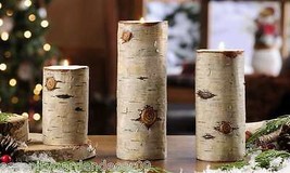 Birch Design Tealight Candle Holders Set of 3 Wood Look  Rustic 3 Heights