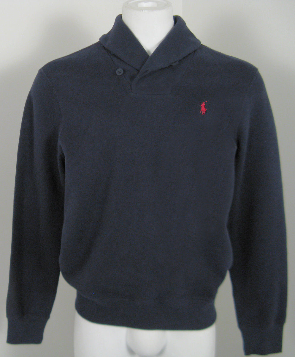 NEW! Polo Ralph Lauren Shawl Collar Sweatshirt! *5 Colors* Rib Knit Texture