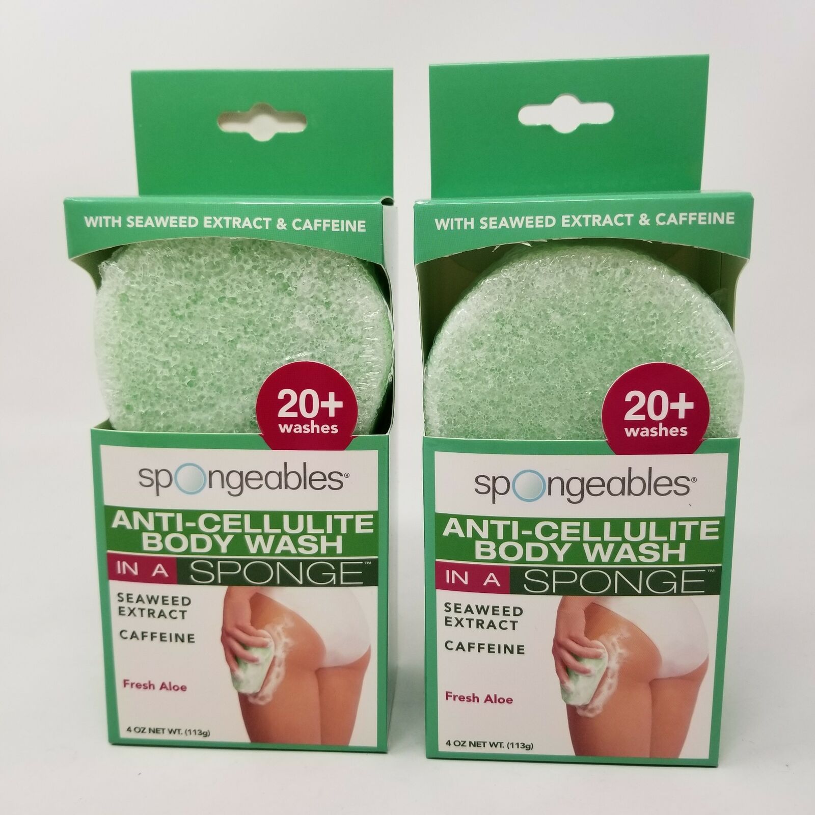 Spongeables Anti Cellulite Body Wash in Sponge Fresh Aloe Scent 4 oz. 2