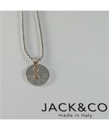 925 RHODIUM SILVER JACK&amp;CO NECKLACE WITH 9KT ROSE GOLD INFINITY  MADE IN... - $55.30