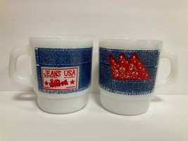 2 Vintage Fire King Anchor Hocking Jeans USA  Mug Cup - $50.00