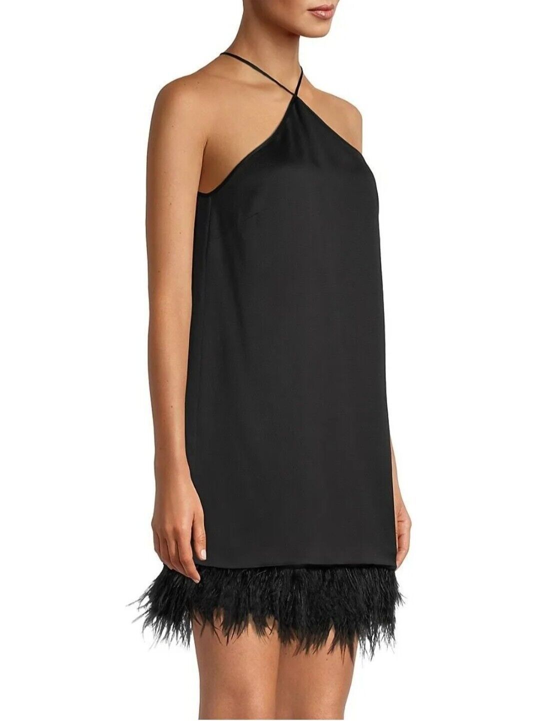 Black Feather Trim Halter